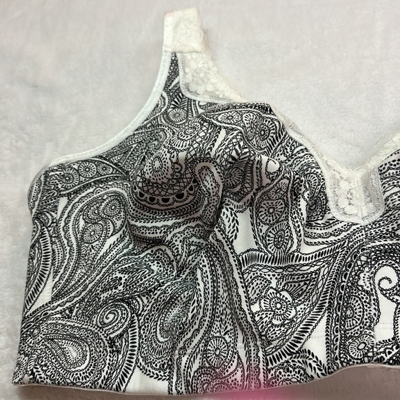 Catherine’s Intimates No Wire BlackWhite Paisley Print Cotton Comfort NWT 50DDD - Picture 4 of 12